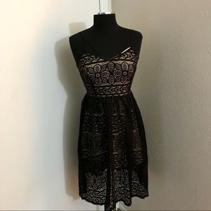 Xhilaration Black Lace Dress with nude underlay.